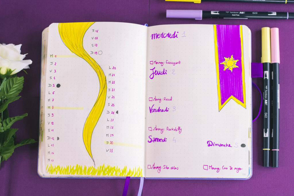 Bullet journal mai 2019 : Raiponce (Tangled, Disney)