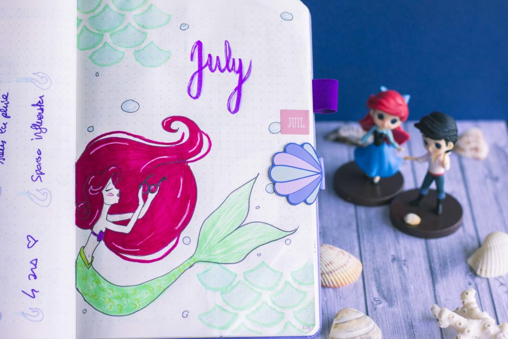 Bullet journal juillet 2019 la petite sirène Disney The Little Mermaid Ariel