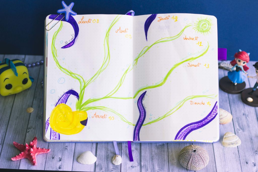 Bullet journal juillet 2019 la petite sirène Disney The Little Mermaid Ursula