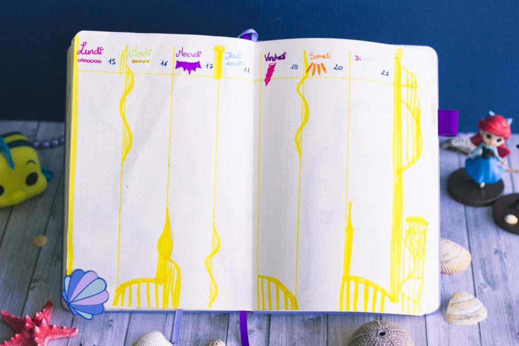 Bullet journal juillet 2019 la petite sirène Disney The Little Mermaid Atlantica